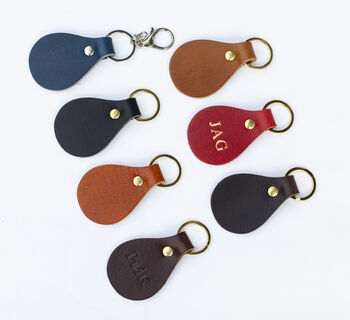 Handmade Personalised Leather Keyring Made In Britain English Leather, 2 of 7