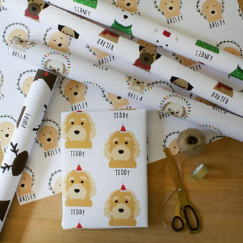 Personalised Christmas Dog Wrapping Paper, Large Sheets, 2 of 12