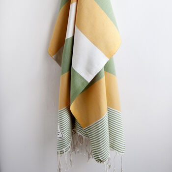 Yellow Green Balat Turkish Towel, 2 of 2
