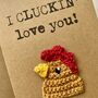 Chicken Love You Crochet Anniversary Valentines Card Handmade, thumbnail 3 of 7