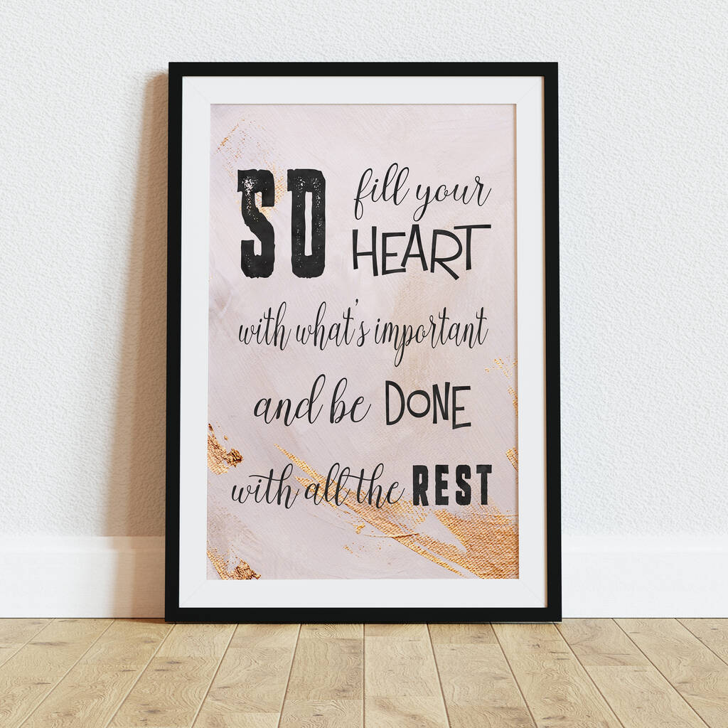 'Fill Your Heart' Inspirational Quote Typographic Print, 1 of 5