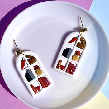 Genre Bookcase Dangle Polymer Clay Earrings, 3 of 5