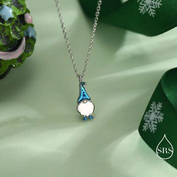 Sterling Silver Tiny Gnome Pendant Necklace, 7 of 12