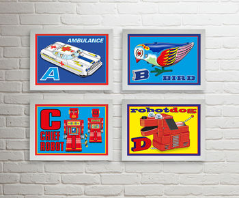 The Illustrated Alphabet Of Tin Toys Prints, 4 of 12