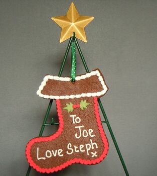 Giant, Personalised Hand Iced Gingerbread Stocking Letterbox Gift, 3 of 4