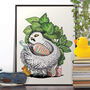 Snowy Owl Cleaning Teeth, Funny Bathroom Art, thumbnail 1 of 7