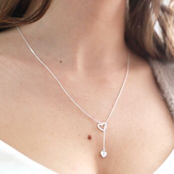 Personalised Mismatched Heart Lariat Necklace, 3 of 8
