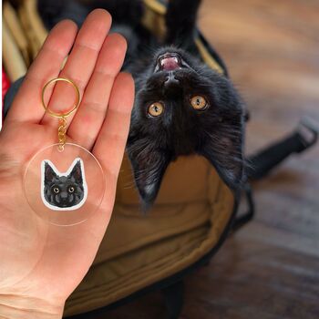 Personalised Cat Face Portrait Keyring, Cat Lover Gift, 4 of 11
