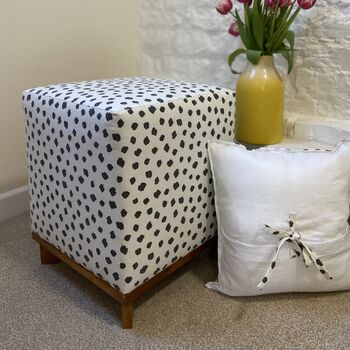 Polka Dot With Pine Base Square Footstool, 4 of 5