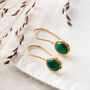 Emerald Oval Short Drop Gold Plated Silver Earrings, thumbnail 2 of 10