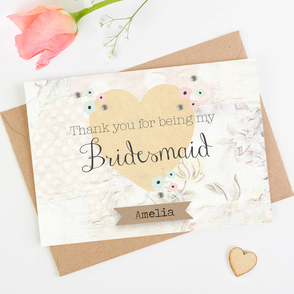 Thank You Bridesmaid Card Floral Patchwork By LOOM Weddings ...