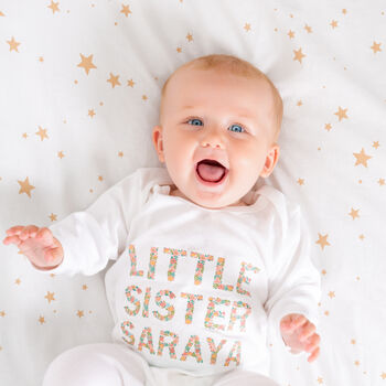 Personalised Big Sister / Brother, Little Sister / Brother Sibling Matching Set Floral, 9 of 10