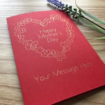 Personalised Mother's Day Heart And Flower Wreath Card, 4 of 10