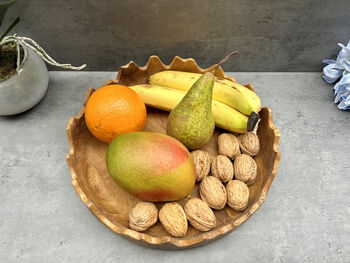 28cm Driftwood Teak Root Fruit And Nut Bowl – Wavy Edge, 10 of 12