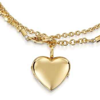 18 K Gold Plated Nugget Heart Locket Bracelet, 3 of 5