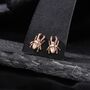 Tiny Stag Beetle Stud Earrings In Sterling Silver, thumbnail 4 of 10