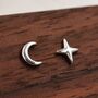 Four Point Star And Moon Stud Earrings, thumbnail 6 of 12