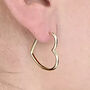 Yellow Gold Plated Heart Hoop Earrings, thumbnail 2 of 6