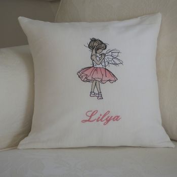 Personalised Children's Embroidered Ballerina Cushion, 2 of 2
