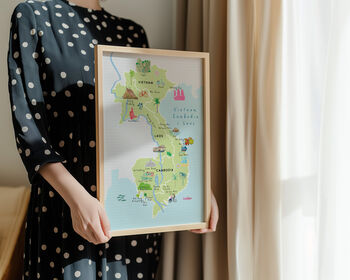 Map Of Vietnam, Cambodia And Laos Art Print, 2 of 7
