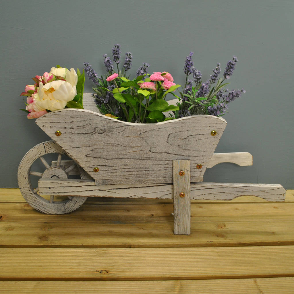 Whitewashed Woodland Wheelbarrow Flower Planter By Garden Selections Whitewashed Woodland Wheelbarrow Flower Planter By Garden Selections Notonthehighstreet Com
