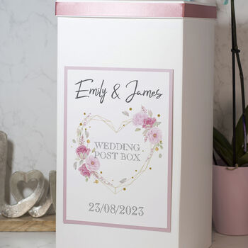 Geometric Floral Heart Wedding Post Box, 2 of 6