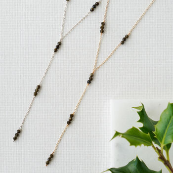 925 Silver Black Obsidian Delicate Crystal Necklace, 4 of 5