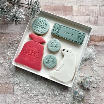 Personalised Christmas Bear Iced Biscuit Box, 2 of 3