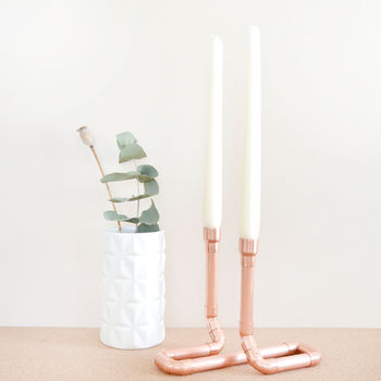 Copper Pipe Candle Holder Duo, 2 of 3