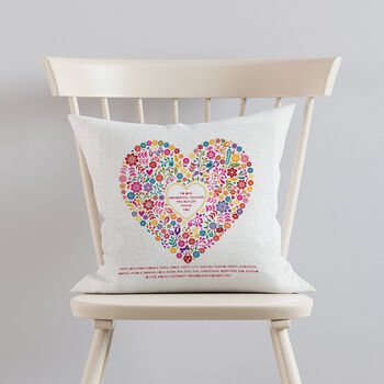 Personalised Thankyou Teacher Floral Heart Cushion, 5 of 5