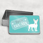 Personalised Bull Terrier Dog Treat Tin Three Colours, thumbnail 1 of 3