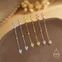 Sterling Silver Dangling Starburst Huggie Hoop Earrings, thumbnail 4 of 11