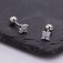 Tiny Hydrangea Flower Inspired Screw Back Earrings In Sterling Silver, thumbnail 3 of 12