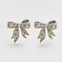 Gold Forget Me Not Bow Stud Earrings, thumbnail 1 of 7