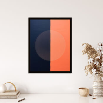 Pumpkin And Blue Slate Abstract Peach Wall Art Print, 4 of 6