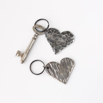 Textured Love Heart Iron Keyring. Available In Two Designs, 4 of 8