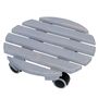 Round Wooden Plant Pot Caddy Grey Wheels Planter Stand, thumbnail 1 of 2