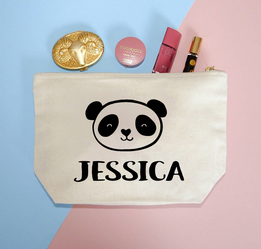 personalised panda face makeup bag, black or cream by the best of me