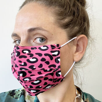 Pack Of Two Leopard Print 100% Cotton Facemask, 3 of 3