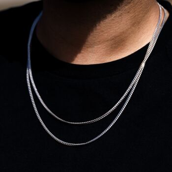 925 Silver Miami Cuban Chain Necklace 3mm Thin Chain, 8 of 12