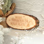 Festive Stag Oval Family Christmas Wood Slice Sign, thumbnail 1 of 3