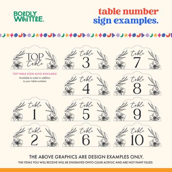 Half Wavy Scallop Wedding Table Number, 5 of 5