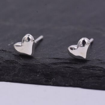 Sterling Silver Small Pair Of Heart Stud Earrings, 6 of 12