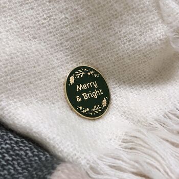Merry And Bright Traditional Enamel Pin Badge, 5 of 11