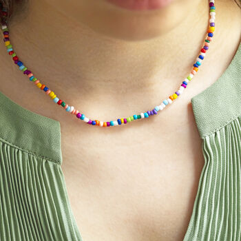 Multi Coloured Beaded Necklace, 5 of 11