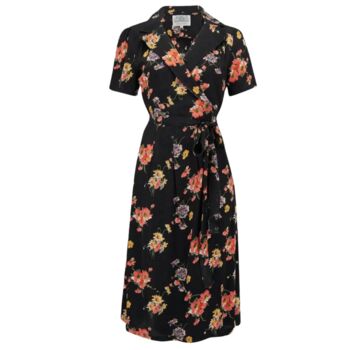 Peggy Dress In Black Mayflower 1940s Vintage Style, 2 of 2