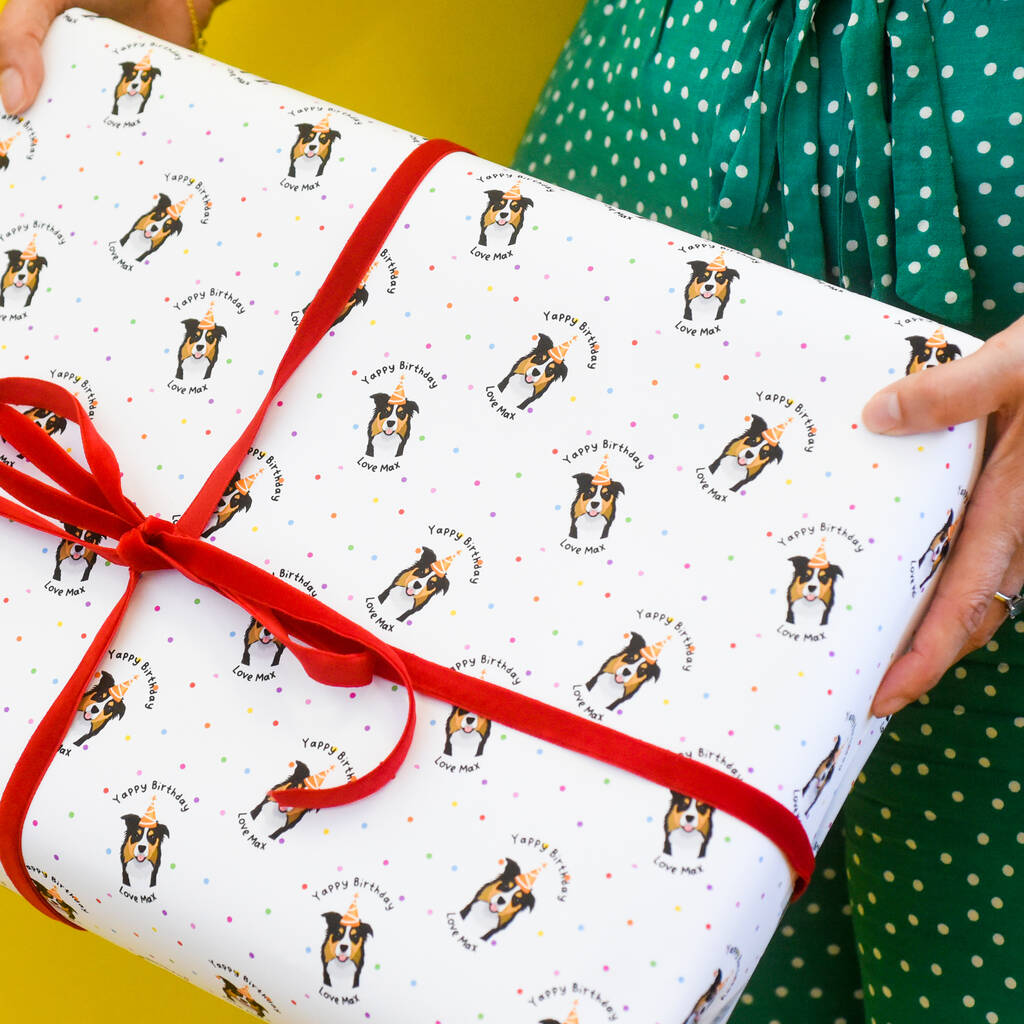 Personalised Birthday Dog Wrapping Paper Two Sheets By Hoobynoo