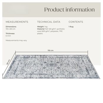 Washable Rug Living Room Carpet Oriental Short Pile Rug, 7 of 12