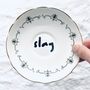 Funny Upcycled 'Slag' Vintage Teacup And Saucer, thumbnail 2 of 10