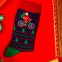 Men's Bamboo Socks Cycling Santa Claus, thumbnail 1 of 6